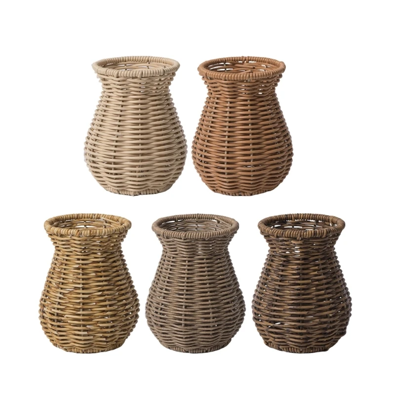 Rattan Vase Woven Vase Durability and Waterproof Home Table Dried Flower Decors