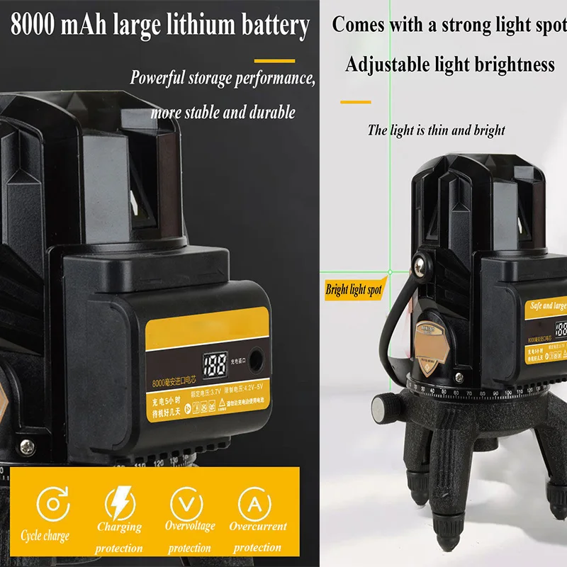 Imagem -06 - Auto-nivelamento Super Horizontal e Vertical Cross Line Ferramentas de Medição Controle Remoto 4d Blue Light Level Alta Qualidade Line