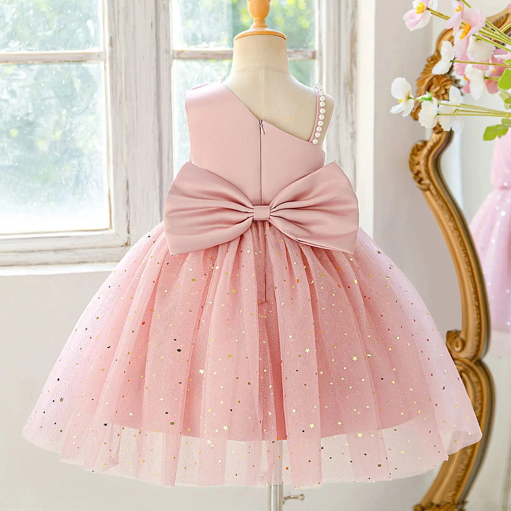 Summer Baby Girls Sequins Tulle Tutu Princess Dress For Children Wedding Party Birthday Baptism Formal Evening Banquet Vestidos