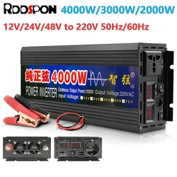 LED 디스플레이가 있는 태양광 자동차 인버터, 순수 사인파 인버터, 2000W, 3000W, 4000W, DC 12V, 24V, AC 220V 전압 변환기, 신제품