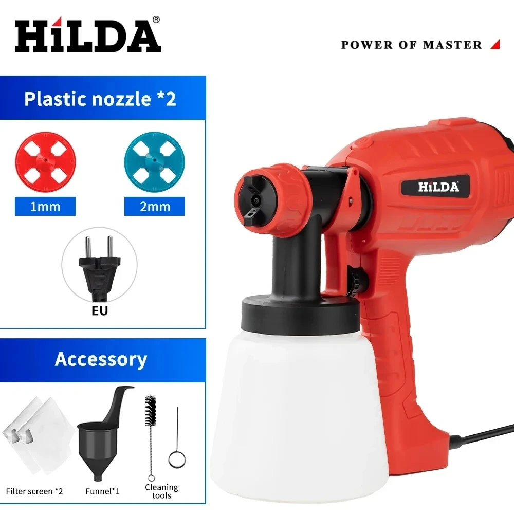 HILDA 800ML elektrisch spuitpistool Hoog elektrisch gereedschap Verfspuit Auto Huishoudelijk Rood elektrisch spuitpistool