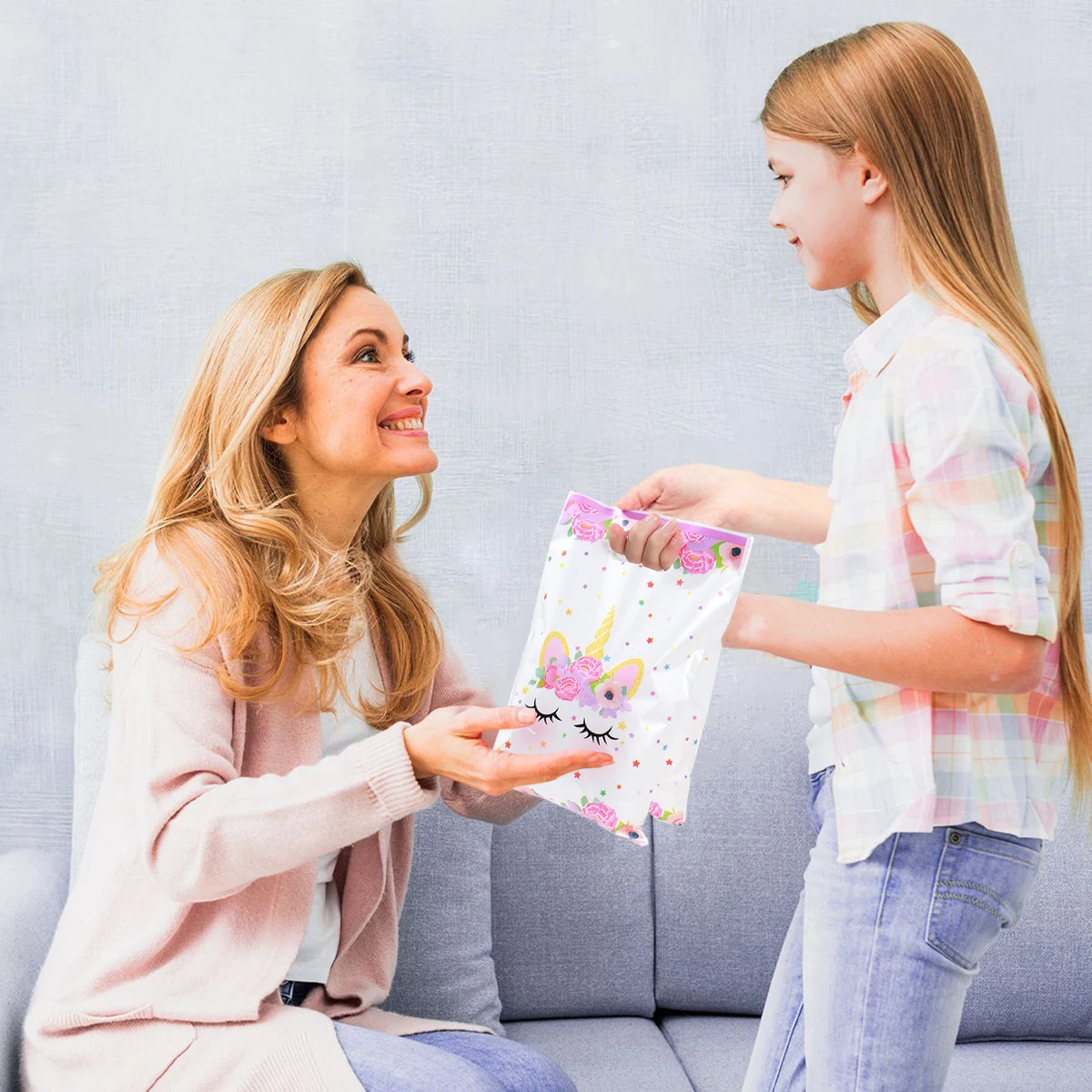 Jednorożec Plastikowa torba na prezenty Torba na cukierki Jednorożec Wesołych Urodzin Dekoracje dla dzieci Dziewczynka Urodziny Materiały na przyjęcie Ulubione Dekoracje na Baby Shower — zdjęcie 7