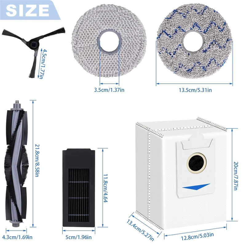 مجموعة ملحقات بديلة SANQ لملحقات المكنسة الكهربائية الروبوتية Ecovacs Deebot X2 / X2 Omni / X2 Pro / DEX86