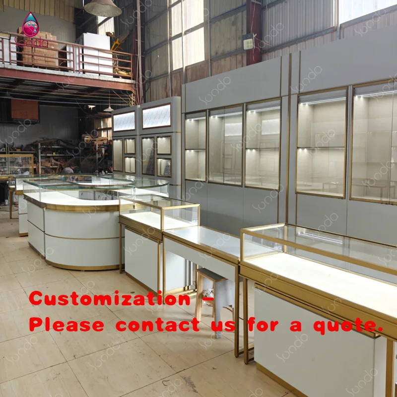 custom.Sundo Fine Jewelry Eyewear Watches Accessories Display Showcase Gold Jewelry Shop Decor Design