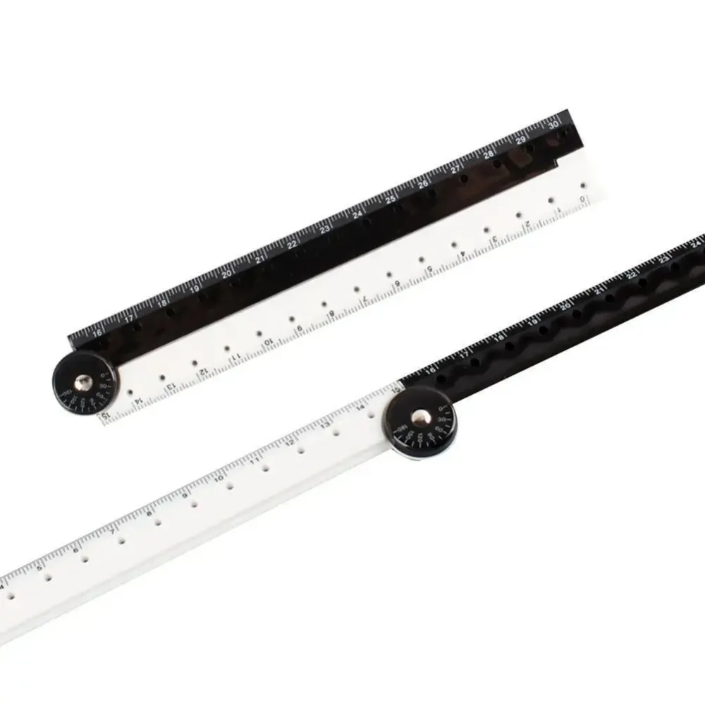 Plastic Folding Ruler Clear Scale Foldable Elementary School Stationery Ruler Non-toxic Black and White Minimalist Ruler Student