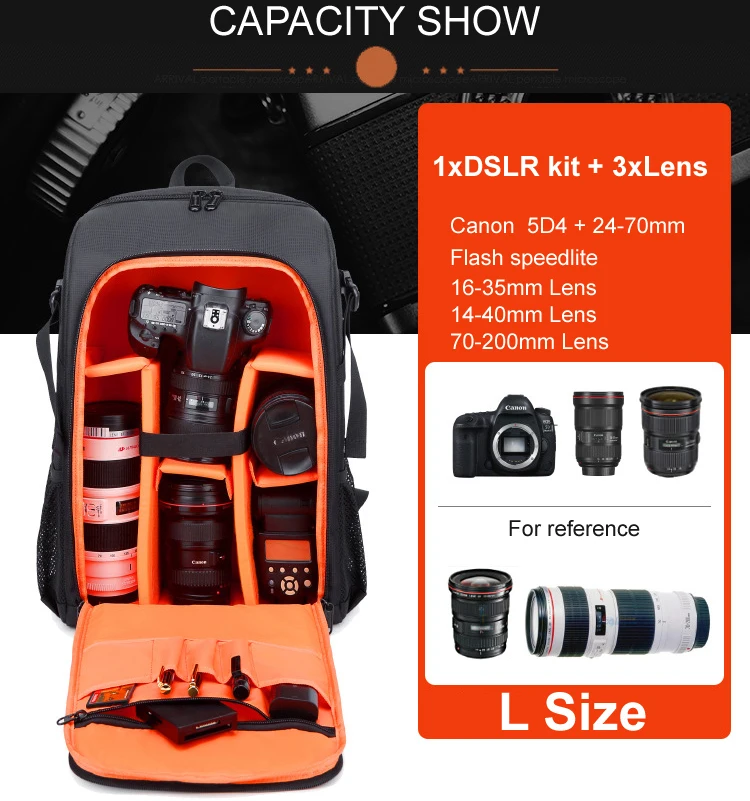 Großer Wasserdichter Fotografie-Kamerarucksack mit Regenschutz für Canon, Nikon, Sony, Pentax - Geeignet für Video-Stativ und DSLR – Detail 6