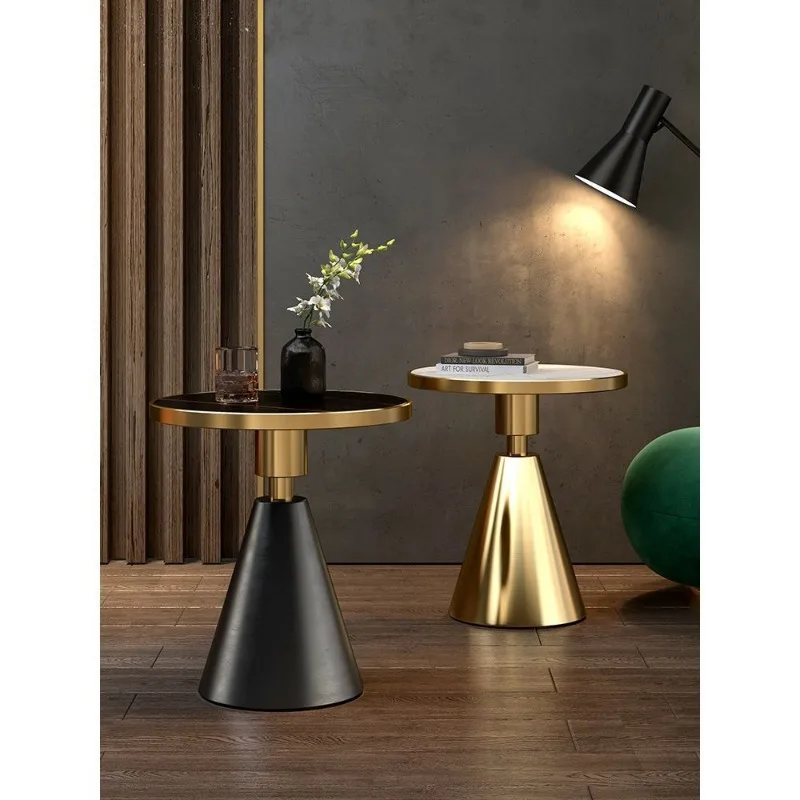 

Italian light luxury rock slab edge few simple modern living room sofa corner few side cabinets bedside