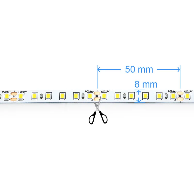 단일 스트립 5 미터 10 미터 15 미터 20 미터 길이 LED 스트립 유연한 절단 가능 전체 길이 5m 10m 15m 20 m 소프트 램프 바, 2835 DC24V 120LEDs/m 백광 난광 무압 강하 LED 램프 중성광 3000K 4000K 6500K 가정용