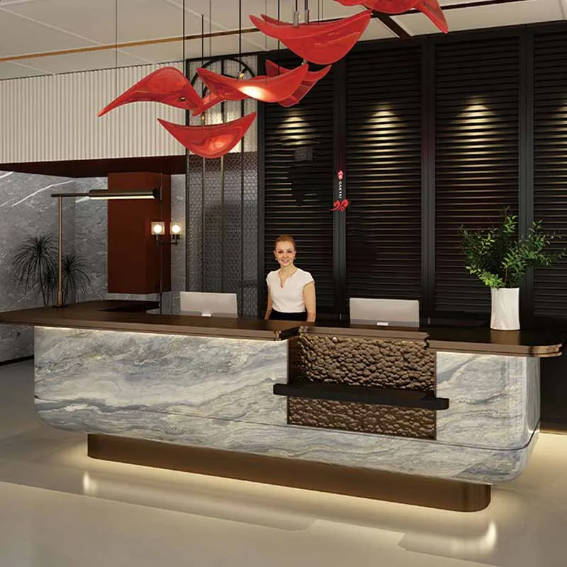 Chinese Modern Reception Counters Clinic Luxury Classic Curved Front Desk Counter Beauty Salon Theke Rezeption Office Furniture