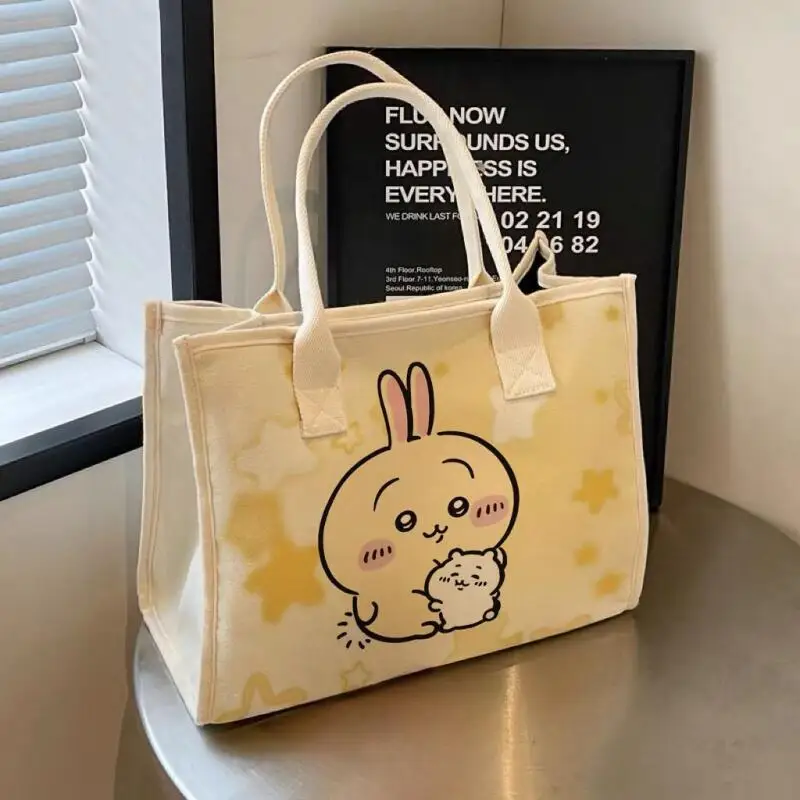Chiikawa Cartoon Cartoon Shoulder Bag Versatile Large Capacity Student Canvas Bag Commuting Tote Bag Bags for Woman