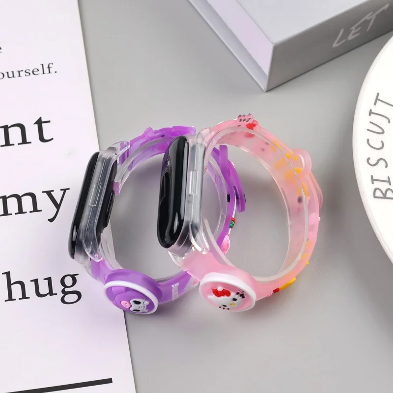 การ์ตูนส่องสว่างอะนิเมะ Sanrio นาฬิกา Hello Kitty นาฬิกาเด็กกีฬานาฬิกาซิลิโคนของเล่นเด็กของขวัญ