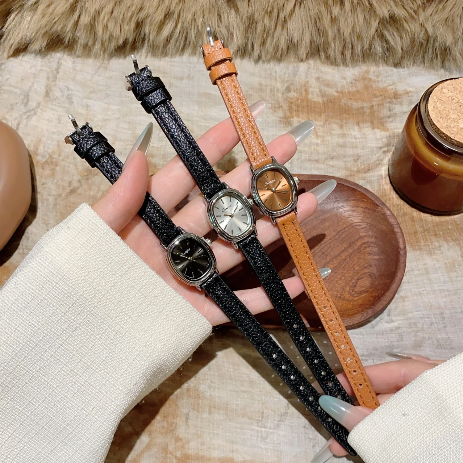 Sunlifex vendas quentes quadrado relógio feminino pulseira de couro fino quartzo relógios femininos casuais senhoras relógio de pulso presente reloj mujer montre