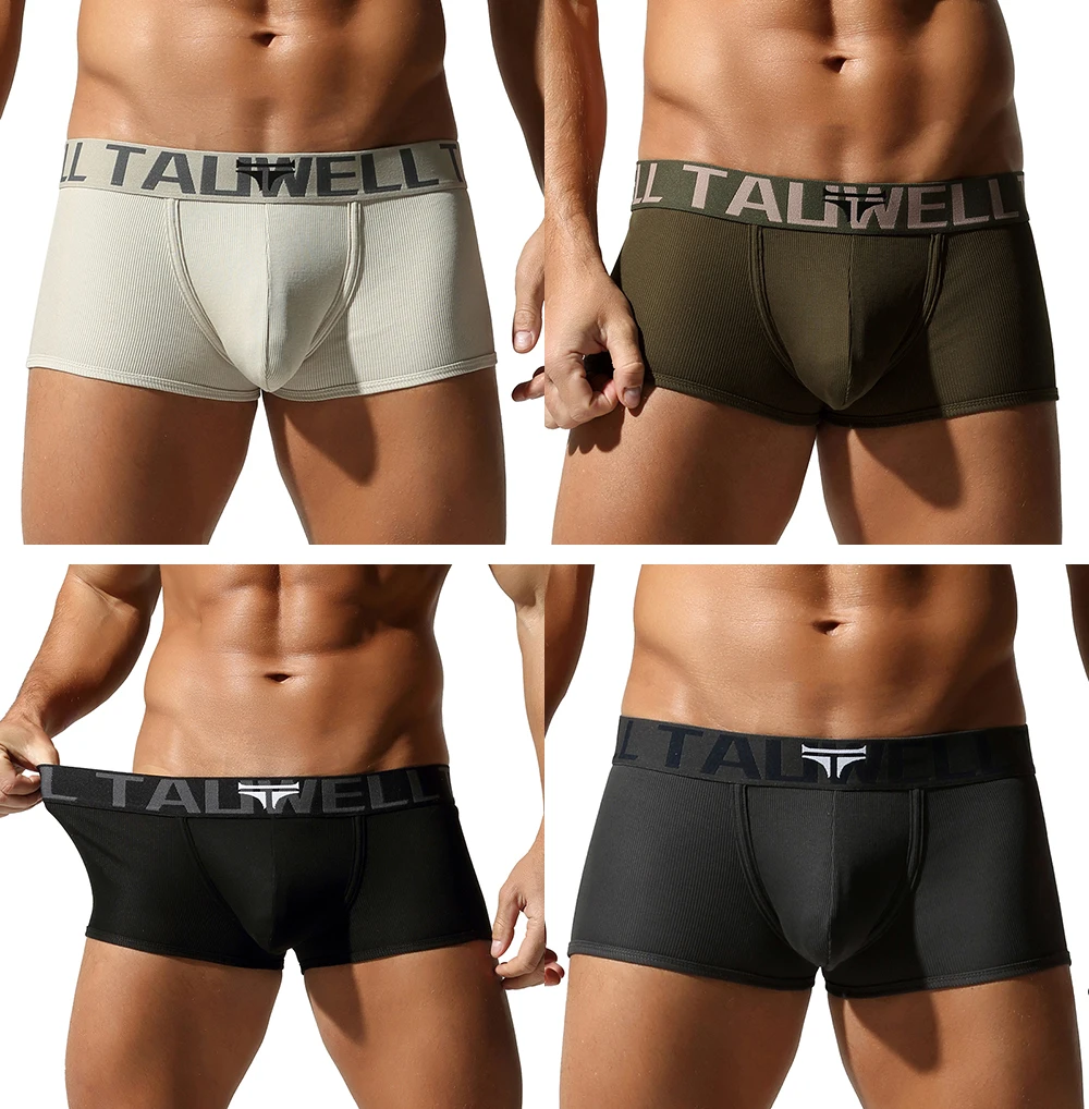 

Tauwell Four-Pack Men's Cotton Striped Boxer Briefs Comfortable Underwear
