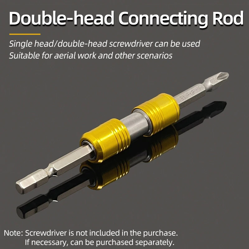 Portable Screwdriver Bit Holder Double Head Extension Rod Quick Release 1/4\