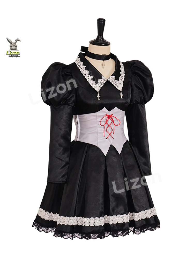 Anime Shugo Chara Tsukiyomi Utau Cosplay Kostuum Pruik Zwarte Avondjurk Lolita Volwassen Vrouw Sexy Carnaval Kerst Pak