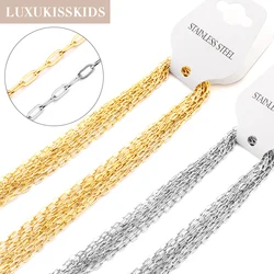 LUXUKISSKIDS Sweater Chains Long Link Chains Wholesale Gold Steel Color Stainless Steel 316L Chains Necklace 2022 New Collier