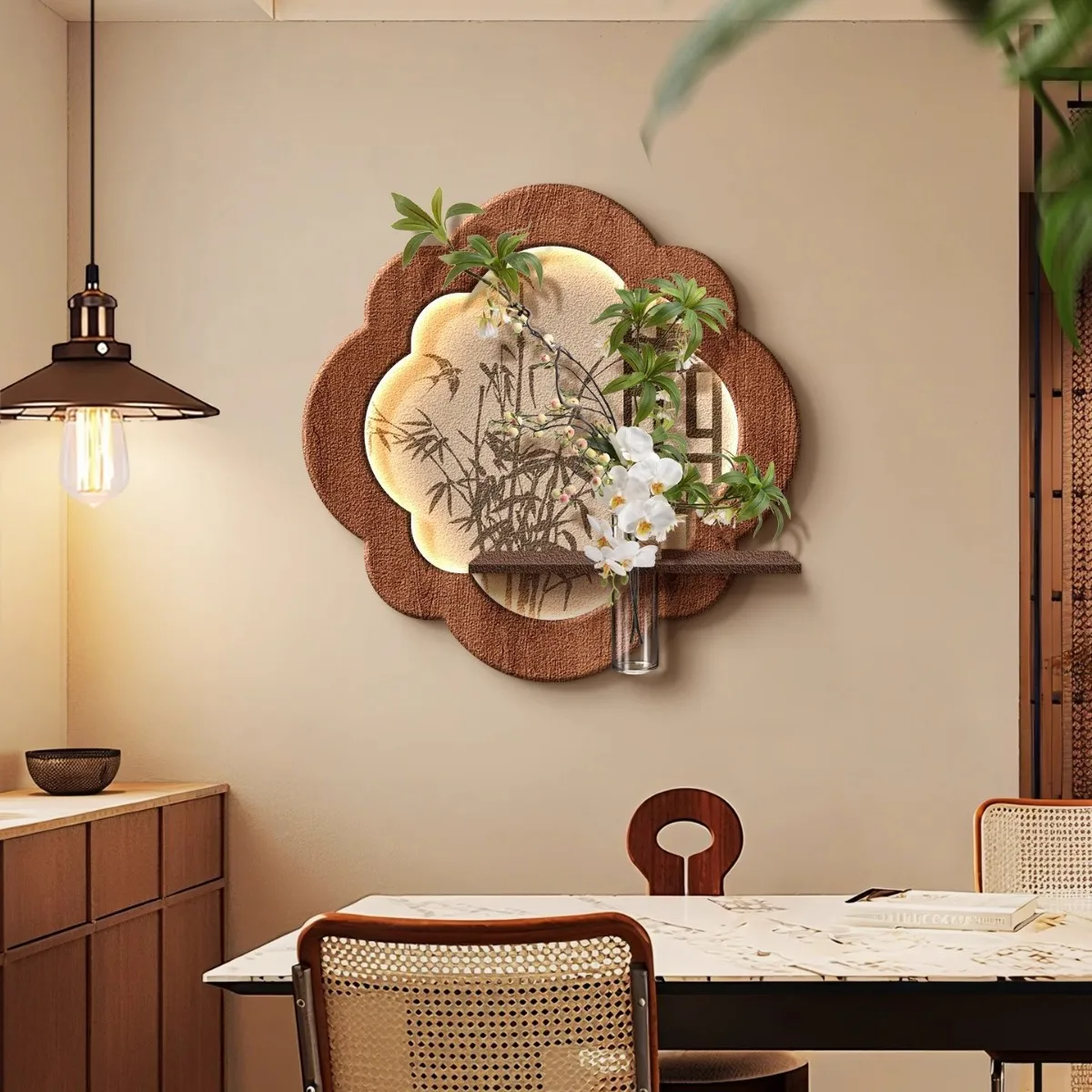 Hydroponic green plants medieval style restaurant decorative painting three-dimensional sandstone porch landscaping hanging pain