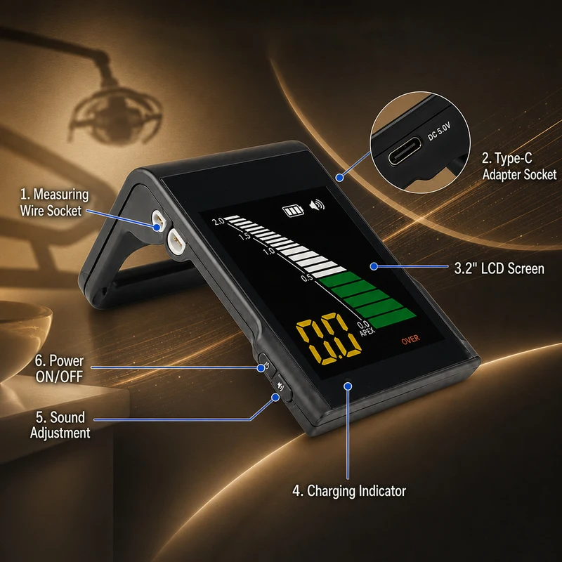 Professional Dental Apex Locator Accurate Root Canal Measurement Foldable LCD Display Endodontic Dental Equipment