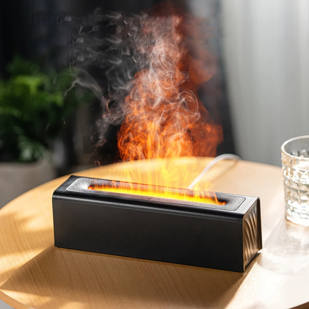 2026 Flame Aroma Diffuser, USB Cool Mist Humidifier, 7 Color LED Flame, 3 Timers, Essential Oil Diffuser for Home Office Bedroom