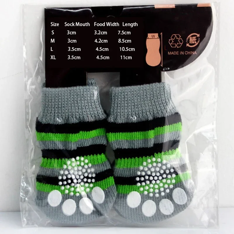 4Pcs Fashion Soft Puppy Dog Pet Knits Socks Cute Cartoon Anti Slip Skid Socks For Small Dogs Breathable Pet Products