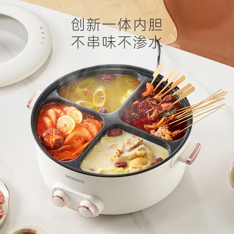 Mandarin Duck Electric Chafing Dish Four-Grid Multi-Functional Household 6 Liters  Capacity Integrated Hot Pot Electric Caldron