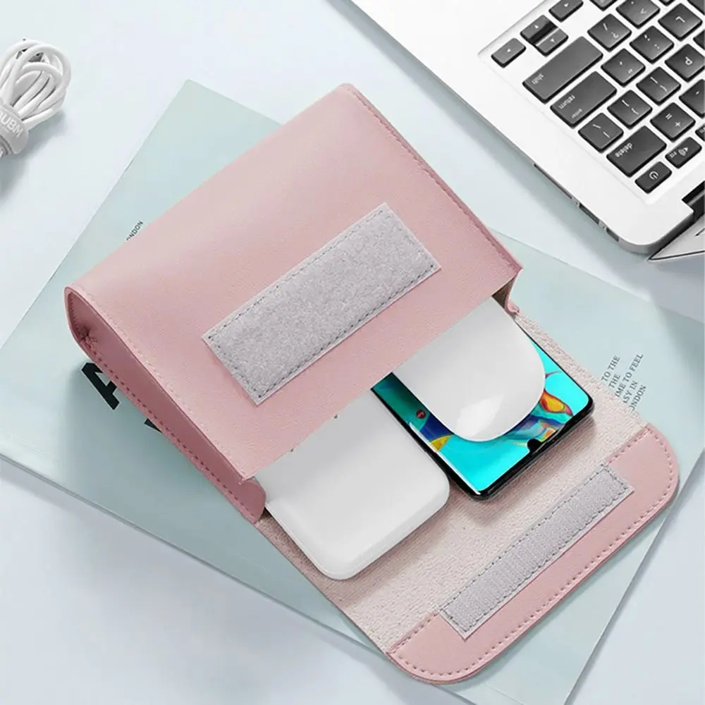 Portable Storage Bag For Power Bank Cable PU Leather Case Earphone Phone Holder Travel Digital Accessories Cosmetic Storage Bag