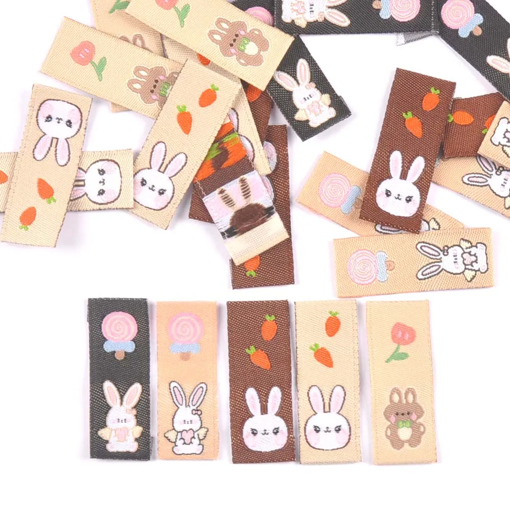 50Pcs Cute Rabbit Carrot Lollipop Labels For Sewing Accessories Kids Hat Clothing Decorative  DIY Crafts Supplies Handmade Tags