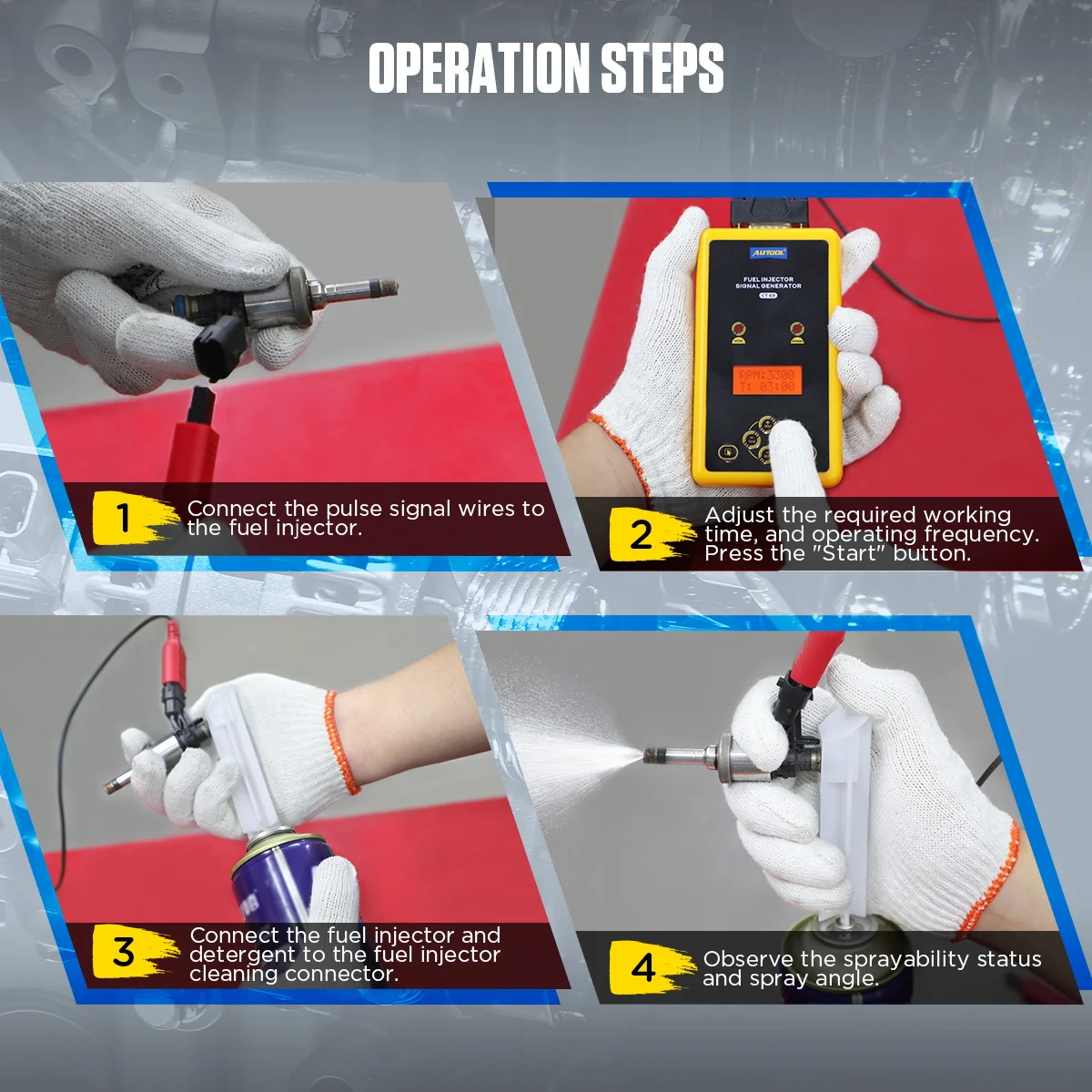 

Генератор сигналов для автомобильных топливных форсунок с регулируемым рабочим импульсом, прибор для тестирования топливных форсунок, диагностический инструмент для автомобилей