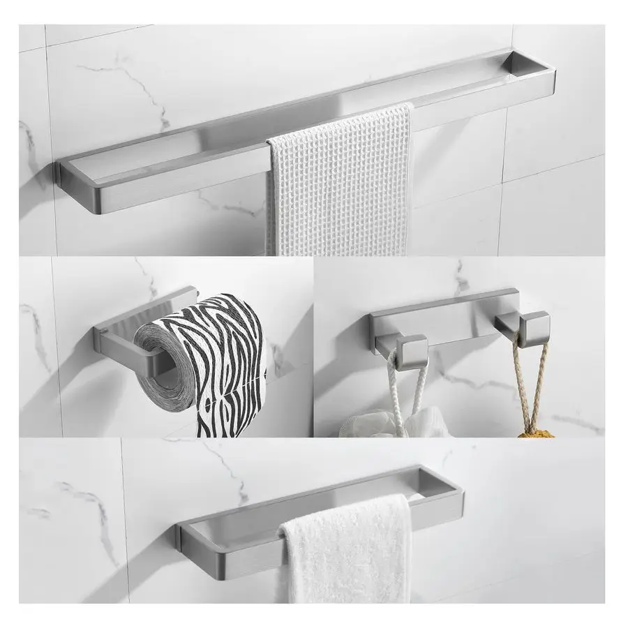 

4Piece Bathroom Hardware Set Brushed Nickel Towel Bar Set Premium Stainless Steel Bath Towel Holder Sets Towel Racks Wall Mounte