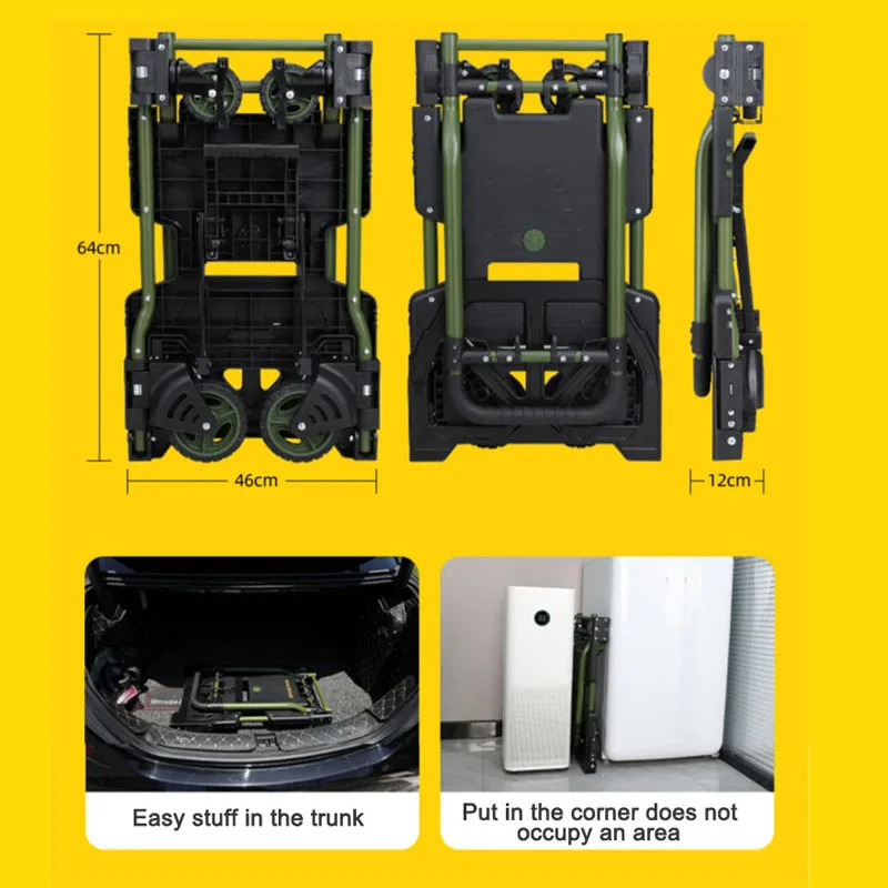 

FW-90TP Folding Trolley Portable Handcart Four wheel Flatbed Truck Outdoor Camping Wagon Multifunctional Household Luggage Cart