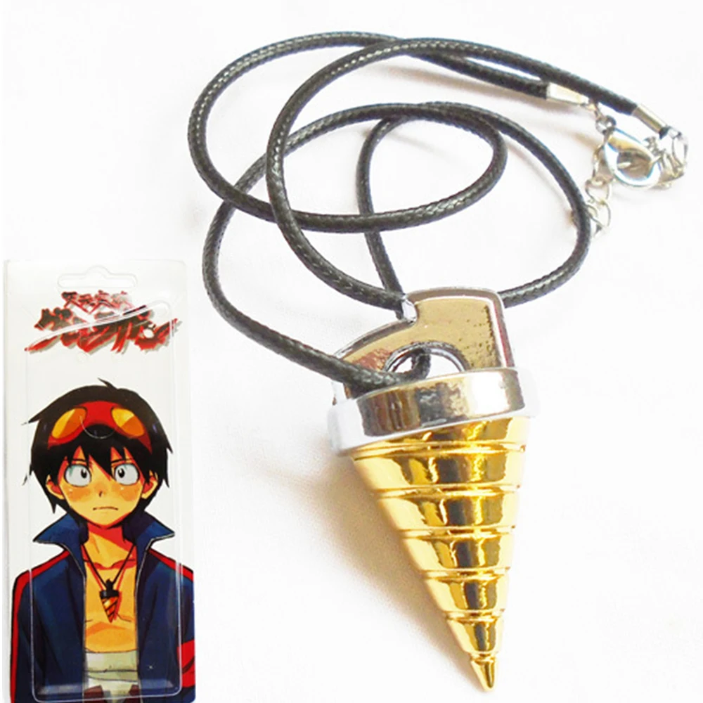 Collares de Anime Tengen Toppa Gurren-Lagann, collar con colgante en espiral de Simon Ganman para mujeres y hombres, accesorios de joyería