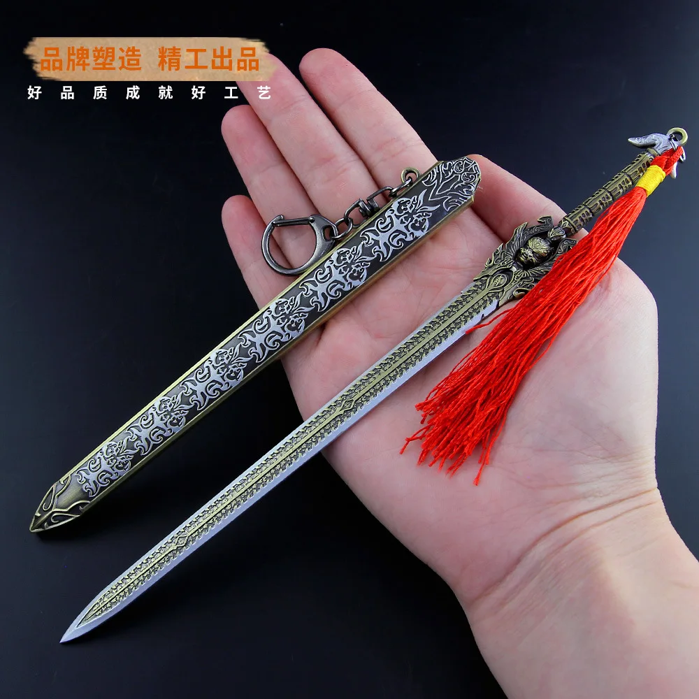 22cm metal abridor de carta espada com suporte china antigo imperador espadas menino espada arma brinquedos coleção armas cosplay modelo