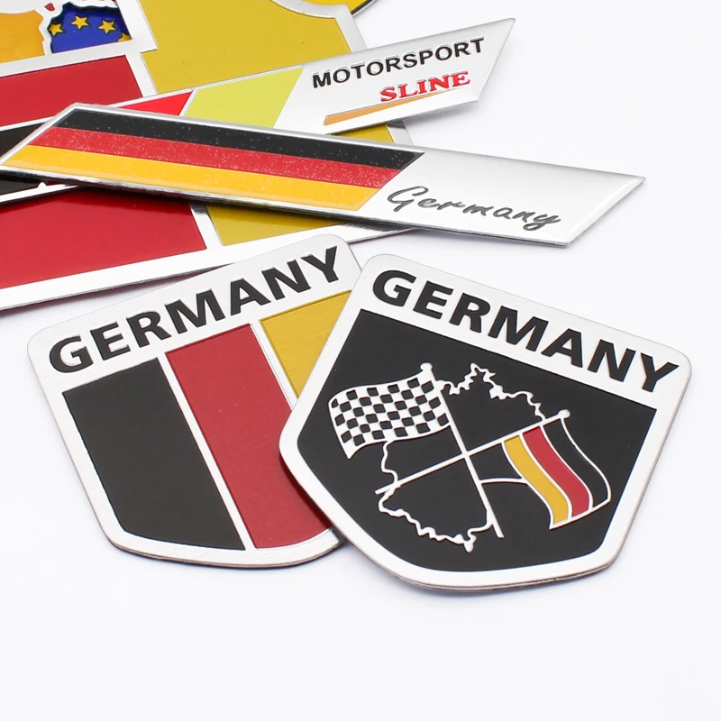 سيارة التصميم شعار ثلاثية الأبعاد الألومنيوم الألمانية شعار العلم ملصقات اكسسوارات الديكور ل Volkswagen مرسيدس Bez BMW سكودا أودي أوبل #4