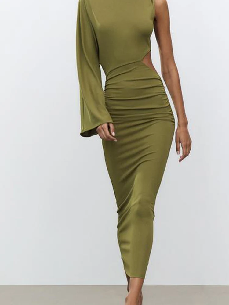 

European and American style summer new fashion sexy women's slim round neck drape hollow decoration mini dress