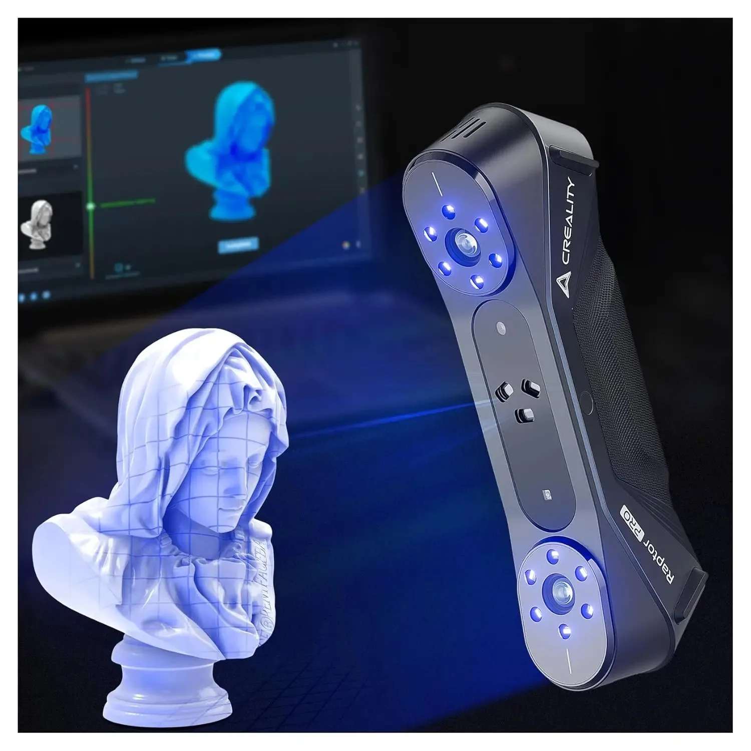 

Новый 3D-сканер Creality Raptor Pro - высокоточный 3D-сканер метрологического класса с точностью 0,02 мм для 3D-печати с синим/ИК-лазером