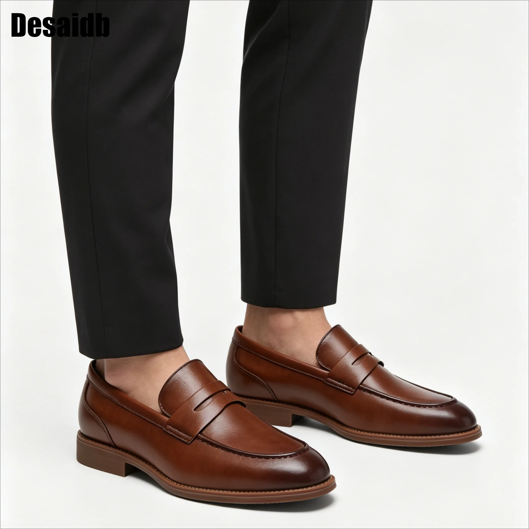 

Fashion New Arrival One-Strap Over-the-Waterloo Loafers Business Formal Classic Breathable Men's Leather Shoes Round-Toe Versati
