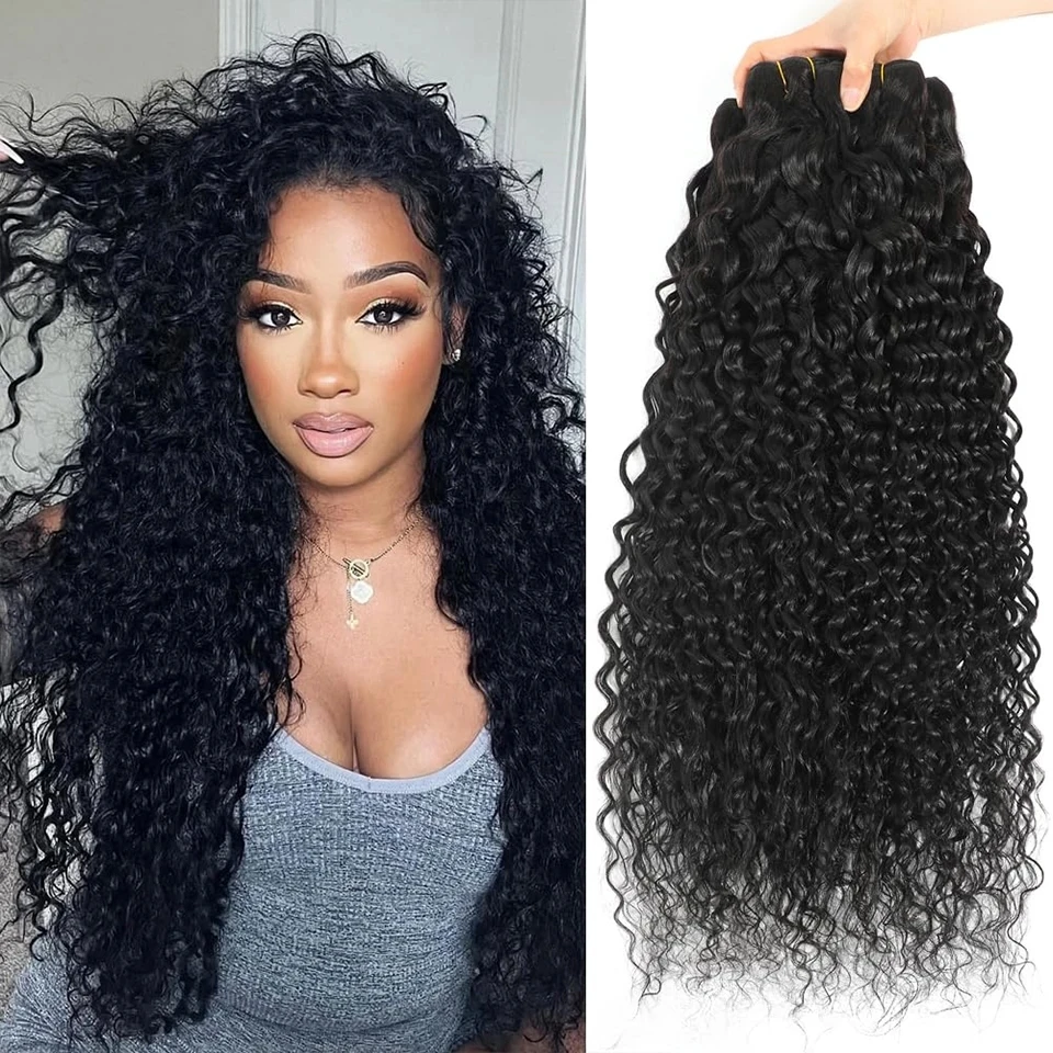 

Water Wave Human Hair Bundles Curly Deep Wave 1 3 4 Bundles Brazilian Natural Black Human Hair Remy Hair 100% Human Hair Natural