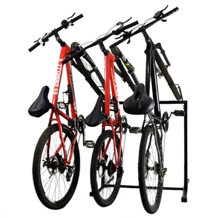 

3 Bikes Stand Rack for Garage Indoor and Outdoor Use Bicycle Parking Rack Compatible with 20-29 Mountain Road and Bikes Support