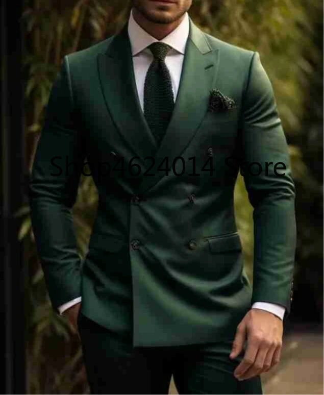 

Men's Forest Green Double Breasted Tailored Suit, Slim Fit & Perfect Formal Wear