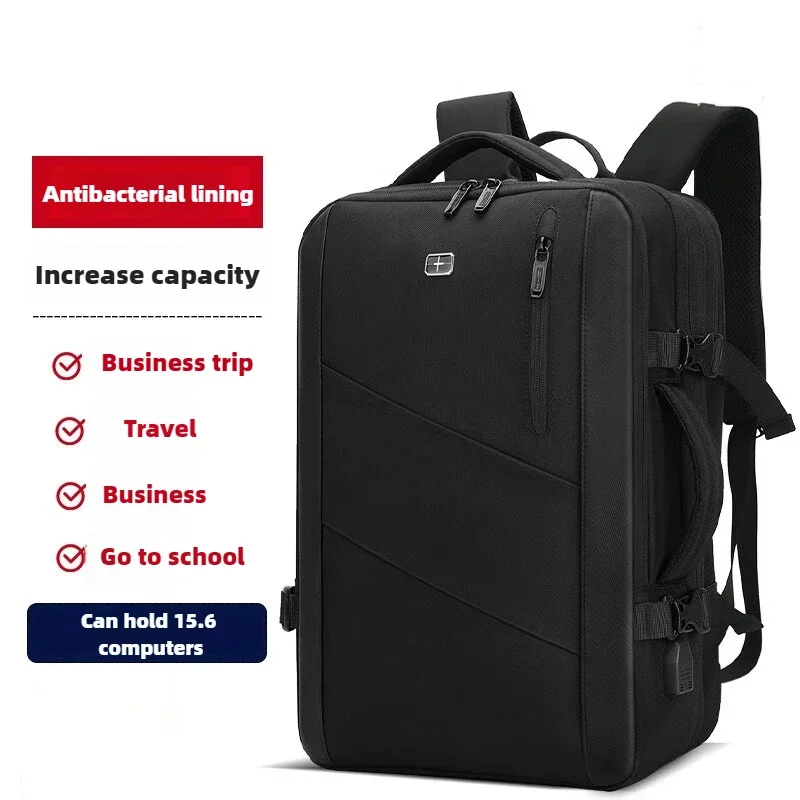 

Men's Business Commuting Expandable Backpack for Business Trips Large Capacity Computer Bag 15.6-inch Notebook Black