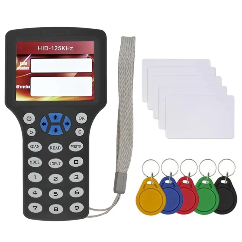 

AIAI 10 Frequency RFID NFC Smart Card Reader Writer Duplicator +5XUID Card/Keychain 125K 13.56Mhz RFID Copier Key Replicator