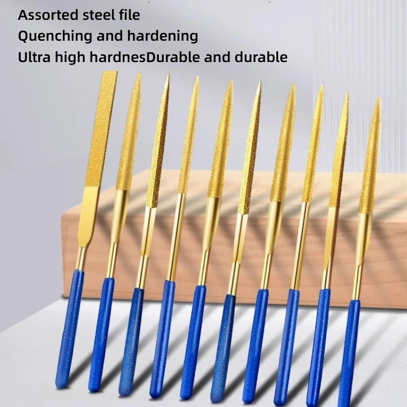 

12pcs Diamond Files Set Assorted Titanium Plated Alloy Small Files for Metal Grinding Tools High Quality and Durable Hand Tools