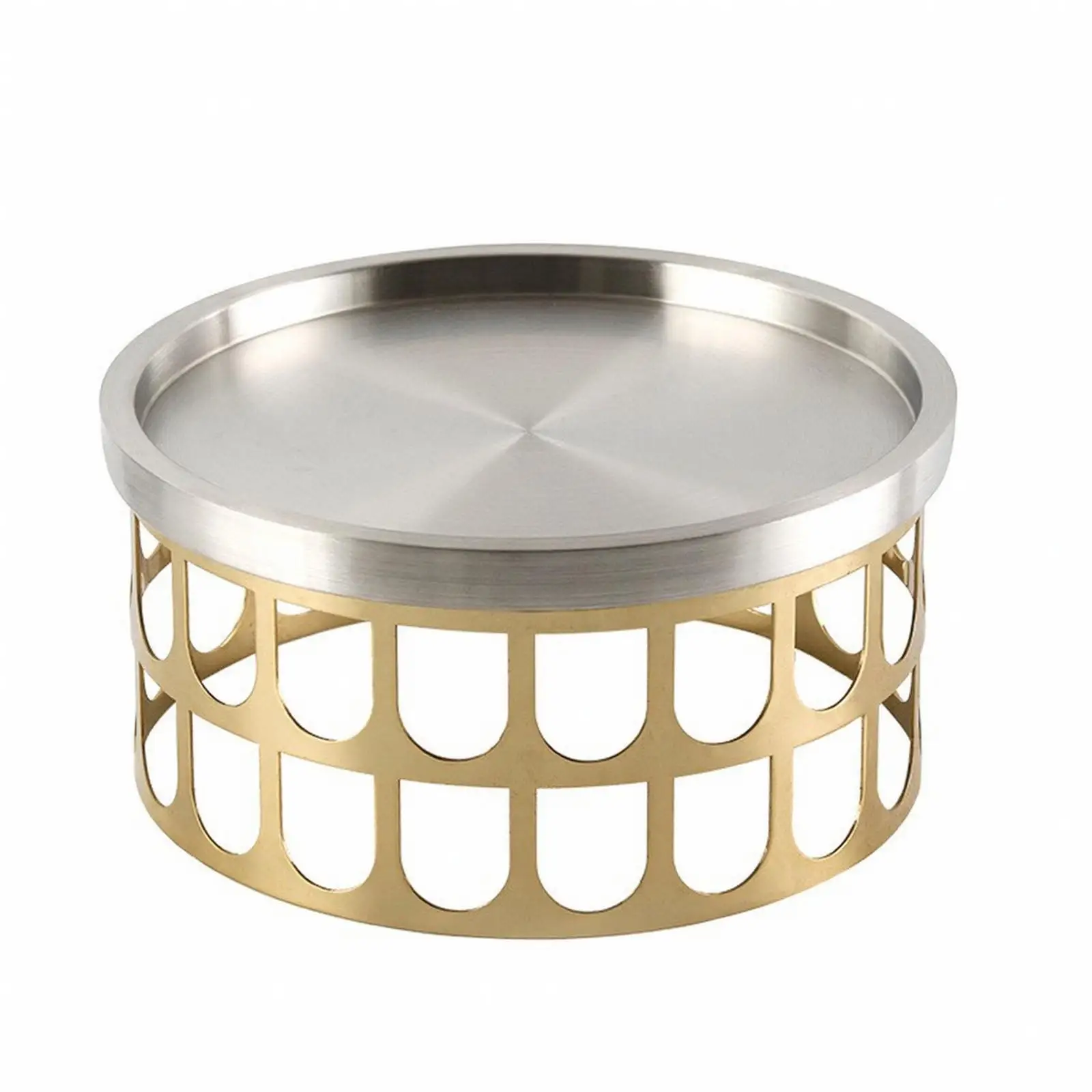Serving Platter with Base | Stainless Steel Construction, Elegant Bicolor Finish, Pedestal Tray, for Tabletop Centerpiece