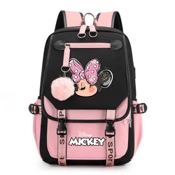 Disney Mickey Minnie Mouse Travel Bag Mochila Backpacks Teenager USB Charging Laptop Backpack Women Men Rucksack