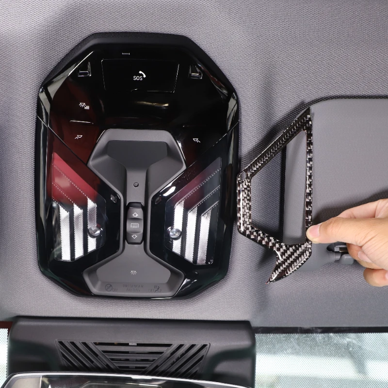 

metyoucar For BMW 5 Series G60 2024-2025 Soft Carbon Fiber Car Roof Reading Lamp Frame Cover Trim Sticker Car Accessories