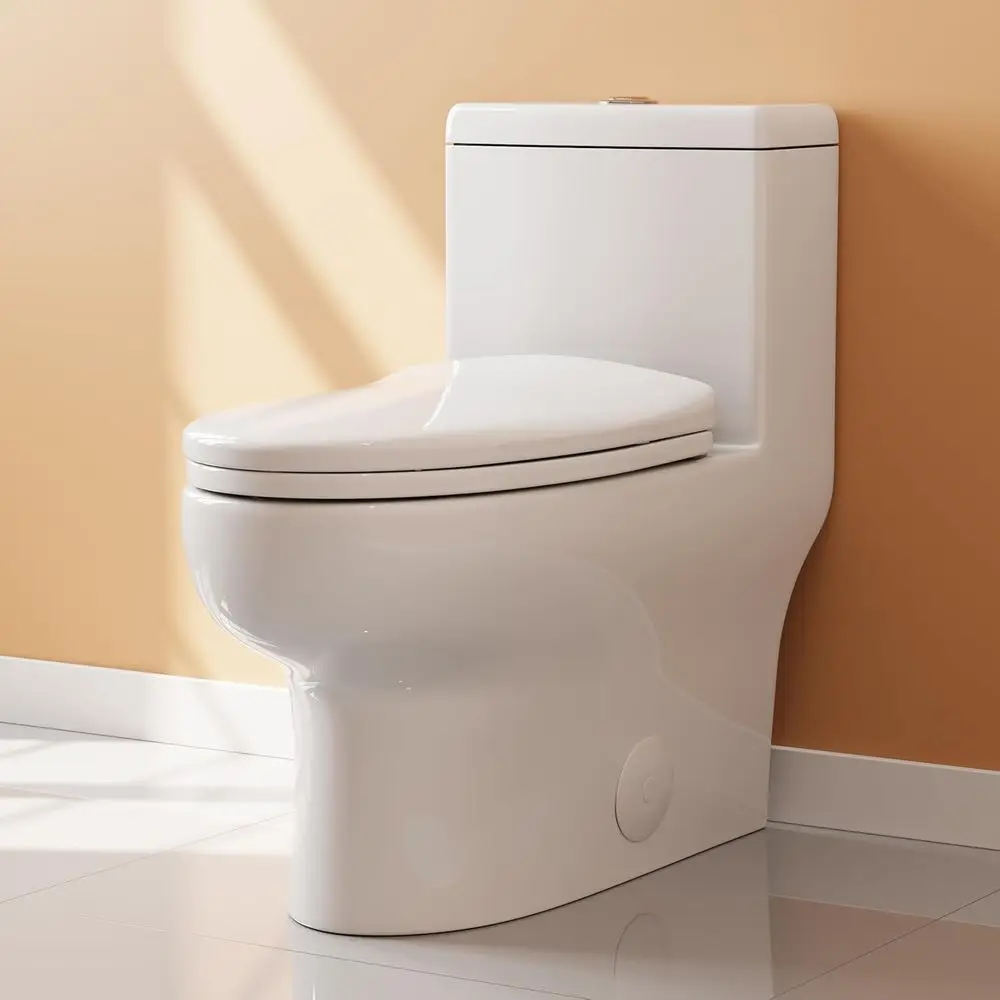 

DAFIFY Dual Flush Elongated Toilet with Soft Close Seat, High-Efficiency Supply, Standard 12 Rough-In, White