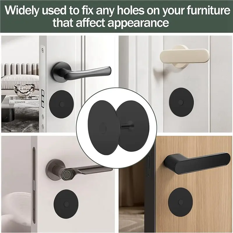 【RECOMENDAR】4 مجموعات من ألواح غطاء فتحة الباب، لوحة غطاء ديدبولت مستديرة بقطر 2-5/8 بوصة، لوحة غطاء فتحة مقبض الباب باللون الأسود