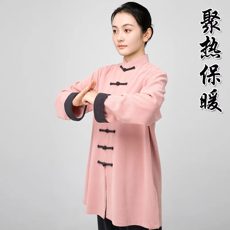 Tai Ji Suit Women's New 2026 High-End Autumn and Winter Thick Fleece Exercise Clothing Men's Eight-Section Brocade Mid-Length