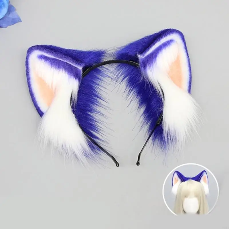 195E Artificial Furry Ear Hairband Cosplay Anime Headband Women Stage Shows Hairhoop