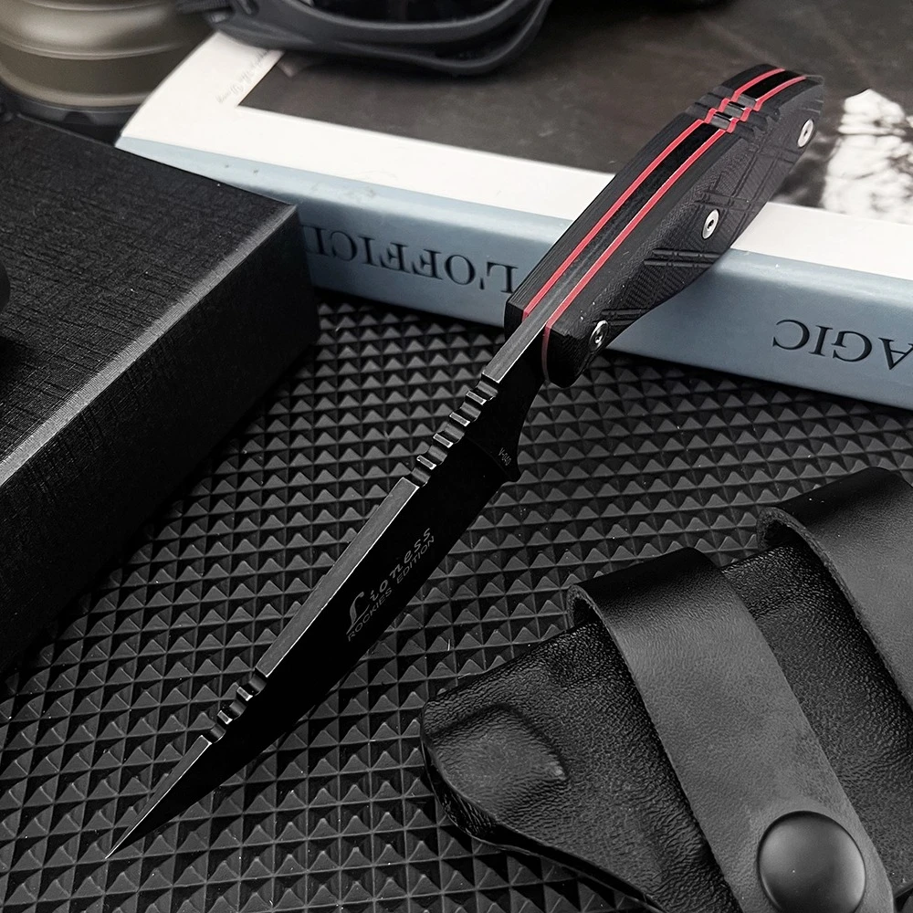 V040 8Cr13Mov Straight Pocket Knife with Sheath Multifunctional Outdoor Tool Camping Climbing Trekking Picnic BBQ Fruit Knife